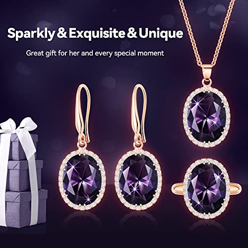 Linawe Crystal Jewelry Set for Women, Cubic Zirconia Ring, Diamond Necklace, Rhinestone Dangle Earrings, Wedding Jewelry for Brides Bridesmaid, 14K Gold/Silver/Rose Gold