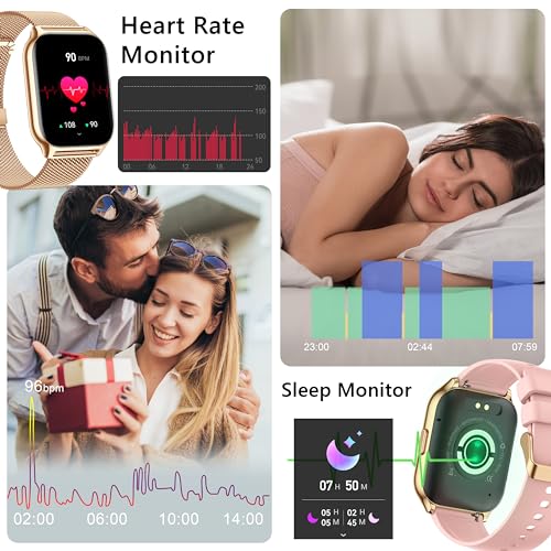 Smart Watch for Women Men(Dial/Answer Calls), 2.0" Fitness Tracker Watch with Heart Rate/Blood Pressure/Blood Oxygen Monitor for Android iOS