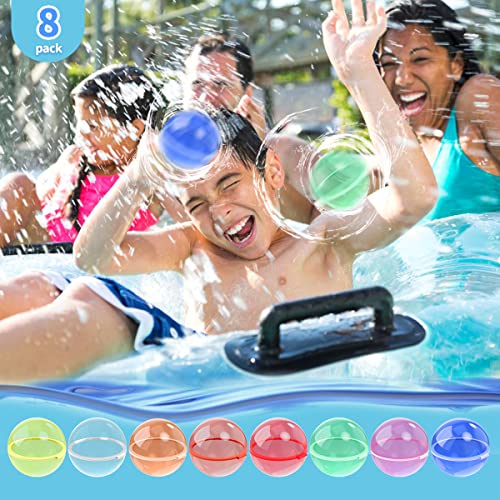 【8 Pack】Magnetic Reusable Water Balloons Fast Refillable for Kids Outdoor Activities, latex-free Kids Pool Beach Bath Toys, Self-Sealing Water Bomb Quick Fill for Summer Games