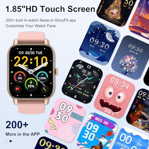 Smart Watch(Answer/Make Call), 1.85" Smart Watches for Men Women IP68 Waterproof, 110+ Sport Modes, Fitness Activity Tracker, Heart Rate Sleep Monitor, Pedometer, Smartwatch for Android iOS, Pink Gold