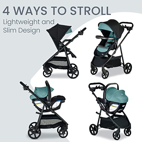Britax Willow Brook S+ Baby Travel System, Infant Car Seat and Stroller Combo with Alpine Base, ClickTight Technology, SafeWash Insert and Cover, Jade Onyx