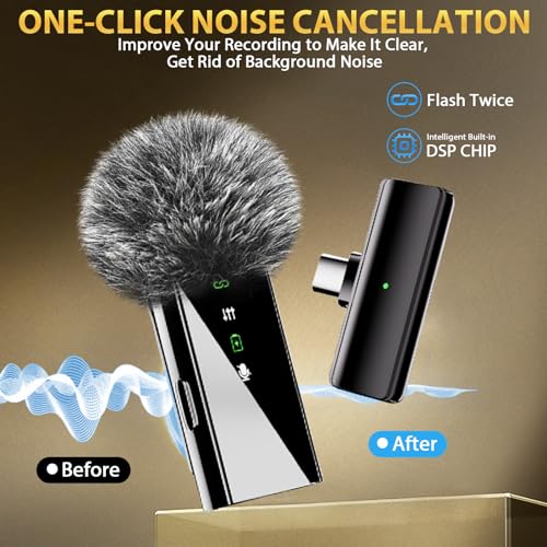 Wireless Lavalier Microphone for iPhone 15 iPad Android, Mini Lapel Mic with Charging Case, Noise Reduction, 164FT Transmission, Clip On Lav Mic for Video Recording YouTube Vlog Tiktok Interview
