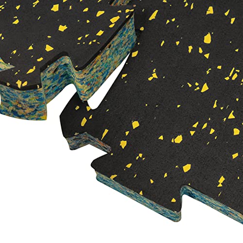 1" Thick 10.76 Sq Ft Rubber Top High Density 4Pcs Exercise Gym Mats, Interlocking Puzzle Floor Tiles for Home Gym Heavy Workout Equipment Flooring, 19.68 * 19.68inch