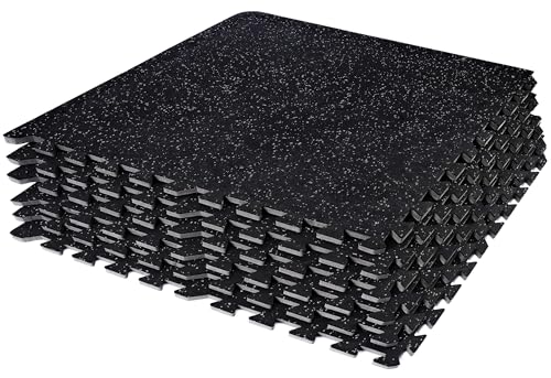 Sivan Fitness 1/2" Thick Rubber Top High-Density EVA Foam Gym Flooring for Home Gym - 48 Sq Ft Exercise Mat Tiles for Workout, Yoga, MMA, Heavy Exercise Equipment Mat - 12 Interlocking Gym Floor Mat