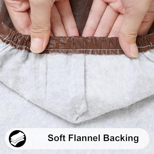 smiry Rectangle Tablecloth, Elastic Fitted Flannel Backed Vinyl Tablecloths for 4ft Folding Tables, Waterproof Wipeable Table Covers for Indoor, Outdoor, Picnic and Camping (Coffee, 30"x48")