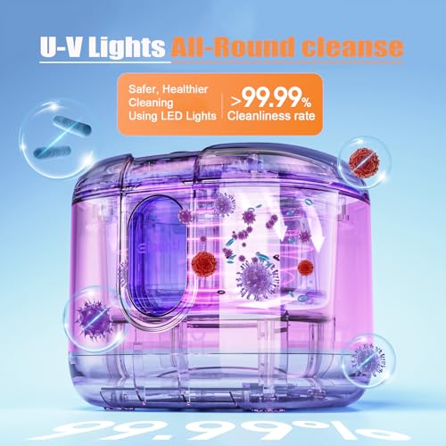 Ultrasonic Retainer Cleaner, Upgraded with LED Light and Air Drying Functionality, 46kHz High Power Professional Portable Retainer Cleaner Machine for Dentures, Retainer, Aligner, Braces, Mouth Guard