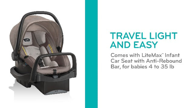 Evenflo Pivot Modular Travel System with LiteMax Infant Car Seat with Anti-Rebound Bar (Casual Gray)