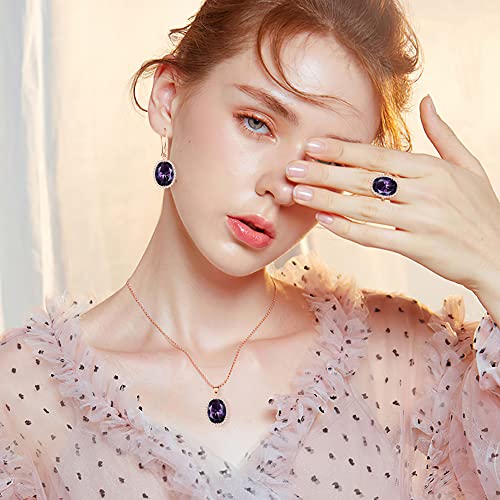 Linawe Crystal Jewelry Set for Women, Cubic Zirconia Ring, Diamond Necklace, Rhinestone Dangle Earrings, Wedding Jewelry for Brides Bridesmaid, 14K Gold/Silver/Rose Gold
