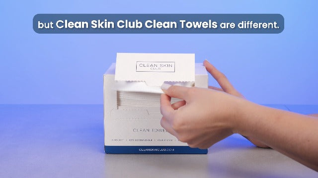 Clean Skin Club Clean Towels XL, 100% USDA Biobased Face Towel, Disposable Face Towelette, Makeup Remover Dry Wipes, Ultra Soft, 50 Ct, 1 Pack