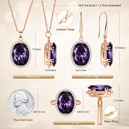 Linawe Crystal Jewelry Set for Women, Cubic Zirconia Ring, Diamond Necklace, Rhinestone Dangle Earrings, Wedding Jewelry for Brides Bridesmaid, 14K Gold/Silver/Rose Gold