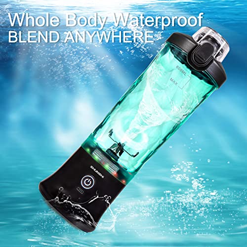 Portable Blender 20 Oz, Personal Size Blender for Shakes and Smoothies with 6 Blades, Mini Small Smoothie Blender Bottles for Kitchen, Home, Travel (Black)