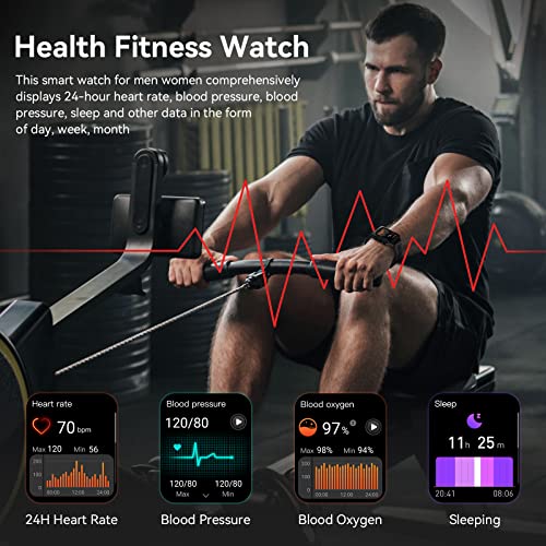 AMAZTIM Smart Watch, 60 Days Extra-Long Battery, 50M Waterproof, Rugged Military Bluetooth Call(Answer/Dial Calls),1.85" Ultra Large HD Display, AI Voice Assistant,Compatible for Android and iOS