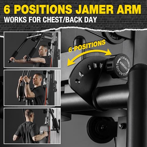 Home Gym Station, 150LB Weight Stack Multifunctional Home Gym Equipment for Full Body Strength Training Workout, LAT Pulldown Pulley System, Chest/Leg Exercise and Preacher Curl Fitness