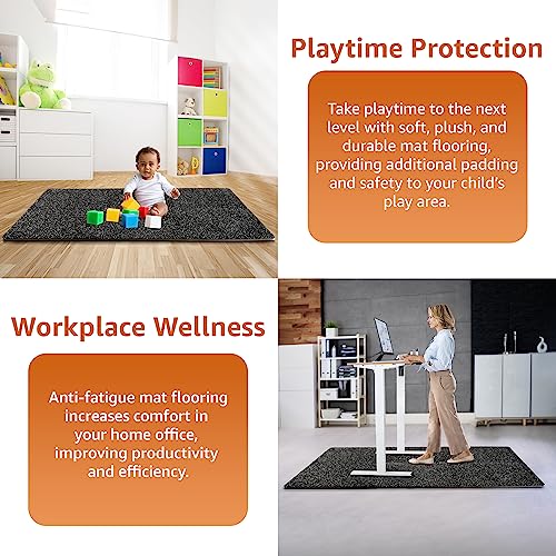 Sivan Fitness 1/2" Thick Rubber Top High-Density EVA Foam Gym Flooring for Home Gym - 48 Sq Ft Exercise Mat Tiles for Workout, Yoga, MMA, Heavy Exercise Equipment Mat - 12 Interlocking Gym Floor Mat