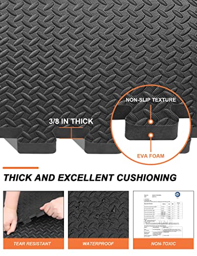 innhom 12/24/48 Tiles Gym Flooring Gym Mats Exercise Mat for Floor Workout Mat Foam Floor Tiles for Home Gym Equipment Garage