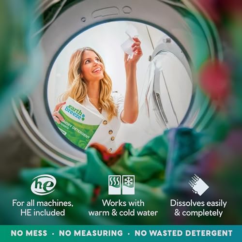 Earth Breeze Laundry Detergent Sheets Fresh Scent - 60 Loads No Plastic Jug Concentrated Laundry Detergent 30 Sheets