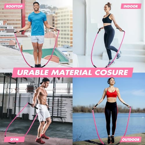 Weighted Jump Rope for Fitness, 1.5lb 2.5lb 3.5lb Heavy Skipping Rope for Women Men, Adult Exercise Battle Ropes for Home Gym, Improve Strength and Building Muscle, Total Body Workout Equipment