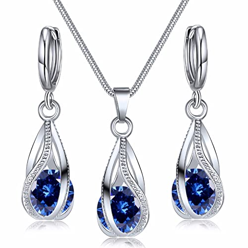 IFKM silver Jewelry Sets for women girls Rhinestone Crystal CZ Bridal Bridesmaid Accessories Necklace Earrings set for Wedding Prom Anniversary Birthday Gifts
