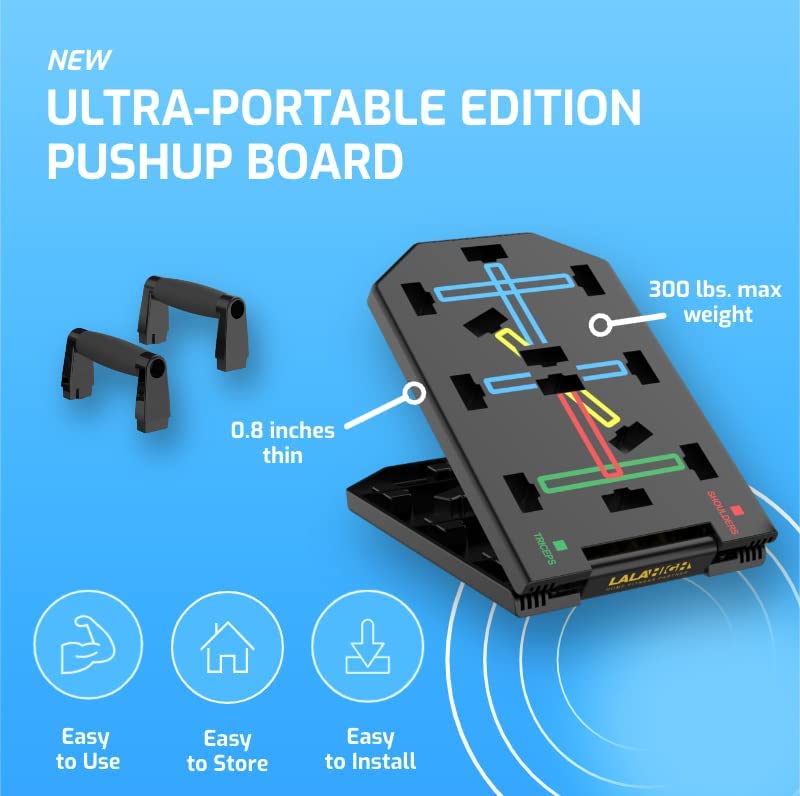 LALAHIGH Portable Home Gym System: Large Compact Push Up Board, Pilates Bar & 20 Fitness Accessories with Resistance Bands & Ab Roller Wheel - Full Body Workout for Men and Women, Gift for Boyfriend