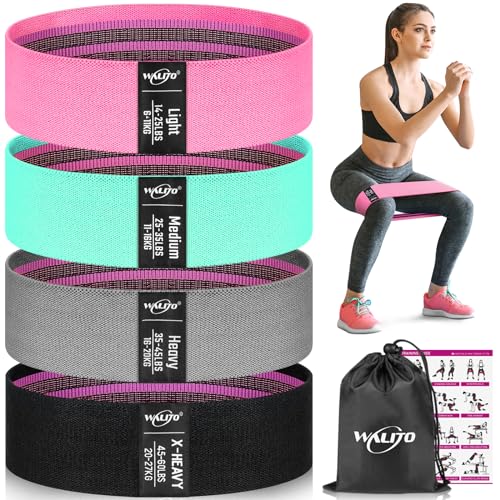 WALITO Resistance Bands for Legs and Butt, Fabric Exercise Loop Bands Yoga, Pilates, Rehab, Fitness and Home Workout, Strength Bands for Booty