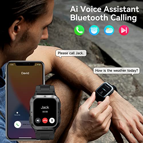 AMAZTIM Smart Watch, 60 Days Extra-Long Battery, 50M Waterproof, Rugged Military Bluetooth Call(Answer/Dial Calls),1.85" Ultra Large HD Display, AI Voice Assistant,Compatible for Android and iOS
