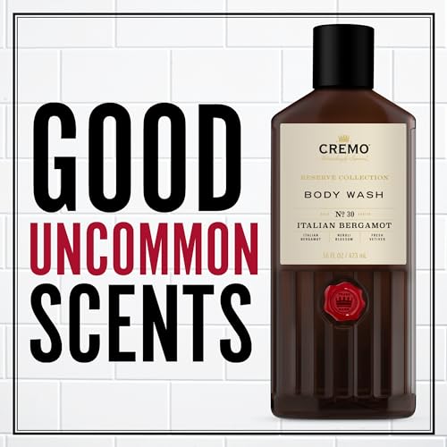 Cremo Rich-Lathering Italian Bergamot Body Wash for Men, Notes of Italian Bergamot, Neroli Blossom, and Fresh Vetiver, 16 Fl Oz