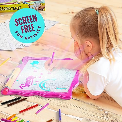 Dan&Darci Light Up Tracing Pad for Kids - Arts & Crafts Art Drawing Tracer Board for Girls & Boys Ages 5-12 - Birthday Toys Easter Gift Ideas for Girl or Boy 5+ Year Old Gift Toy - 6 7 8 9 10