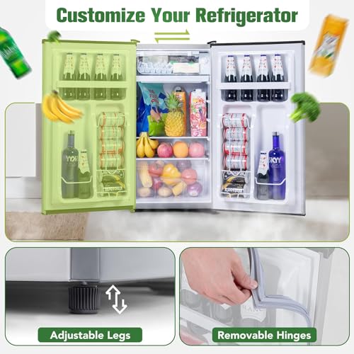 3.2 Cu.Ft Mini Fridge for Bedroom Office Dorm, Small Refrigerator Freezer, Mini Compact Fridge with Adjustable Thermostat, Low Noise, Energy Saving, Sliver
