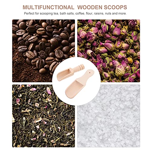 Veemoon 6pcs wooden flour scoop bath salt scoop sugar large wooden scoop washing small soup coffee condiments honey kitchen tool tea furniture