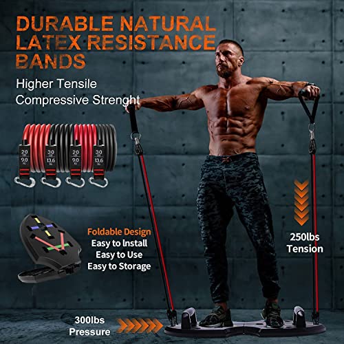 Upgraded Push Up Board: Multi-Functional Push Up Bar with Resistance Bands, Portable Home Gym, Strength Training Equipment, Push Up Handles for Perfect Pushups, Home Fitness for Men and Women
