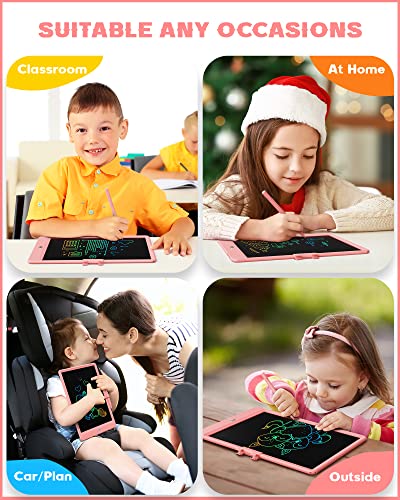 Bravokids 10 Inch LCD Writing Tablet for 3-8 Year Olds - Electronic Drawing Pad and Doodle Board as Educational Birthday Gifts for Girls and Boys (Pink)