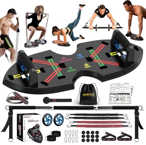 Upgraded Push Up Board: Multi-Functional Push Up Bar with Resistance Bands, Portable Home Gym, Strength Training Equipment, Push Up Handles for Perfect Pushups, Home Fitness for Men and Women