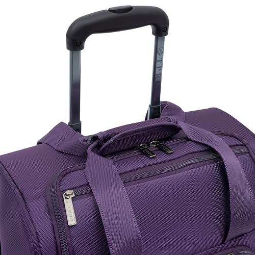 TPRC 15-Inch Smart Under Seat Carry-On Luggage with USB Charging Port, Telescoping Handles, Purple, Underseater