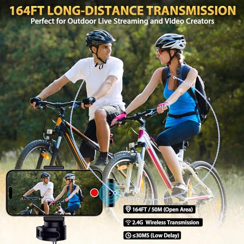 Wireless Lavalier Microphone for iPhone 15 iPad Android, Mini Lapel Mic with Charging Case, Noise Reduction, 164FT Transmission, Clip On Lav Mic for Video Recording YouTube Vlog Tiktok Interview