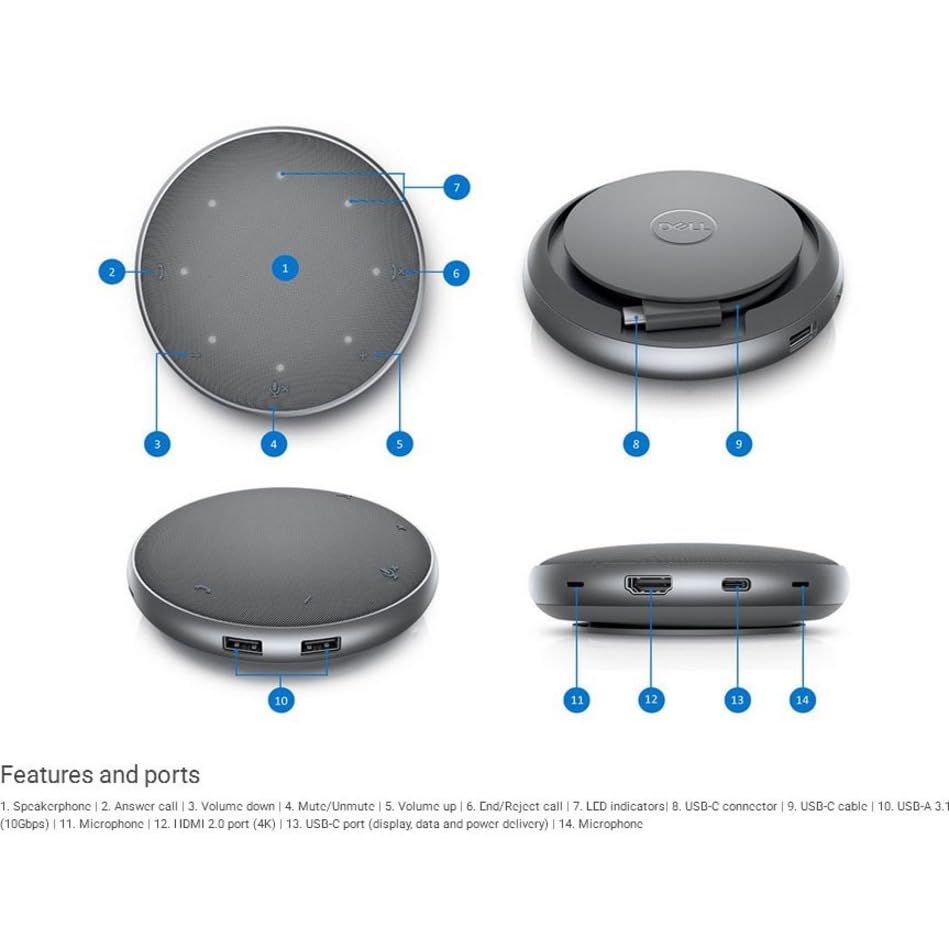 New Dell Mobile MH3021 USB-C Multi-Port Adapter and Speakerphone