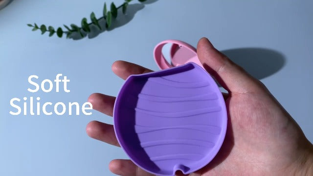 Retainer Case,Aligner Case with Mirror,Round Retainer Holder with Aligner Remover Tool, Chew & Brush,Rope Bag Sets (White Shell Purple Silicone)