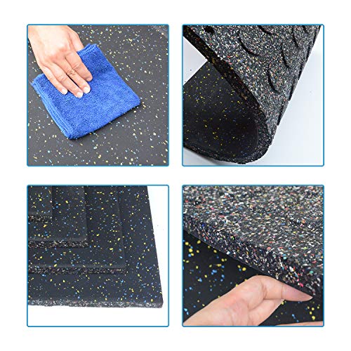 Nisorpa Rubber Exercise Equipment Mats, 4 Pcs Heavy Duty Shock Absorbent Rubber Gym Floor Tiles, 20" x 20'' Anti-Slip Rubber Mats for Home Gym Floor
