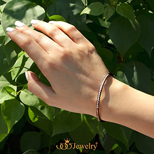 555Jewelry Stainless Steel & CZ Hinged Oval Cuff Bangle Bracelet for Women