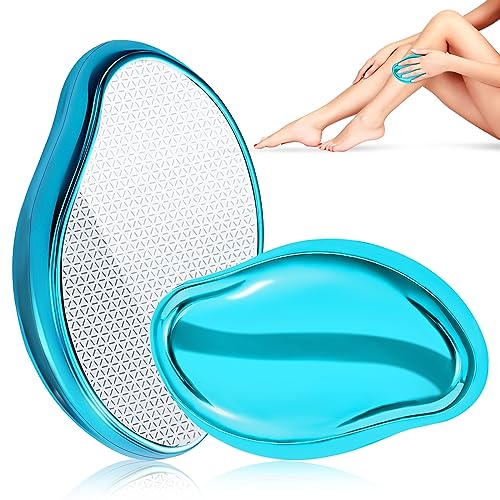Crystal Hair Eraser, Reusable Hair Removal Pattern Design Painless Exfoliation Hair Removal Device, Portable Magic Hair Eraser for Back Arms Legs, Women and Men (Bright Blue)