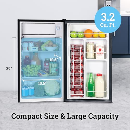 Igloo 3.2 Cu.Ft. Single Door Compact Refrigerator with Freezer - Slide Out Glass Shelf, Perfect for Homes, Offices, Dorms - Platinum