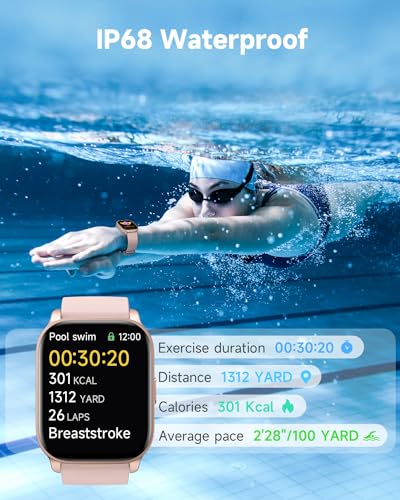 Smart Watch for Women(Answer/Make Calls), Alexa Built-in, Fitness Tracker, Heart Rate/Sleep Tracker/100 Sports/IP68 Waterproof, Smartwatch Compatible Android iPhone