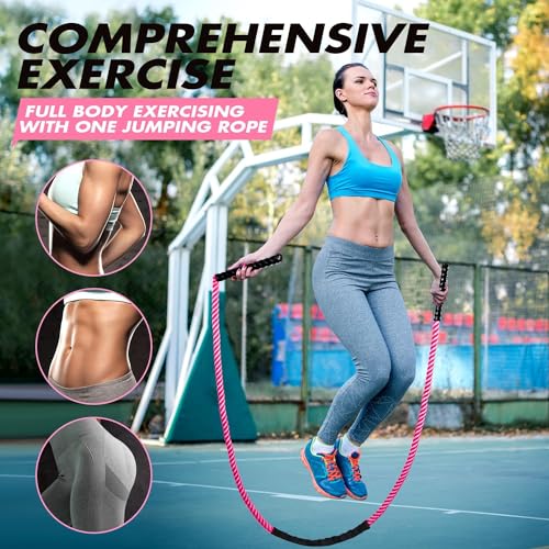Weighted Jump Rope for Fitness, 1.5lb 2.5lb 3.5lb Heavy Skipping Rope for Women Men, Adult Exercise Battle Ropes for Home Gym, Improve Strength and Building Muscle, Total Body Workout Equipment