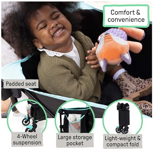 Summer by Ingenuity Pop 'N Ride Lightweight Stroller Wagon - Face-to-Face Seats for 2 with 3-Point Harnesses & Sun Canopy