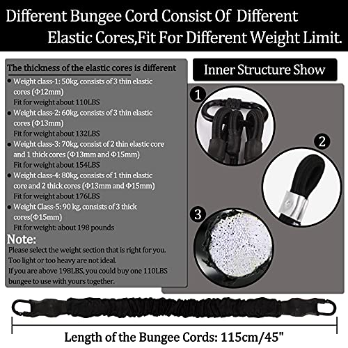 Dasking Heavy Bungee Resistance Band Set Gravity Yoga Bungee Cord Resistance Belt Set 4D Bungee Dance Rope Workout Fitness Home Gym Professional Training Equipment