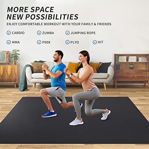 Large Exercise Mat 7x5|7x7|7x9|7x12x7mm,High-Density Workout Mats for Home Gym Flooring,Non-Slip,Extra Thick Durable Cardio Mat,and Ideal for Plyo,MMA,Jump Rope -Shoes Friendly
