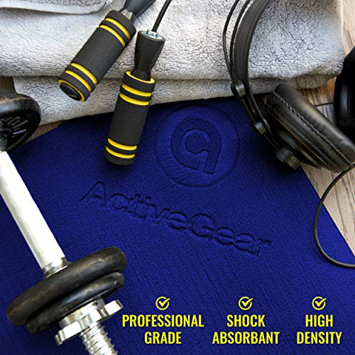 ActiveGear Large Exercise Mat 8 x 6 ft 7mm Thick Premium Ultra-Durable Non-Slip Rubber Workout Mat for Home Gym Flooring | Ideal for Cardio, Fitness, Plyo | Bonus Jump Rope and Storage Bag Included