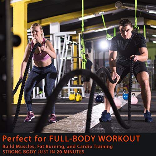 Battle Ropes with Anchor Kit, Perfect Workout Ropes for Home Gym or Outdoor. Poly Dacron Exercise Rope for Professional, 30 ft x 1.5