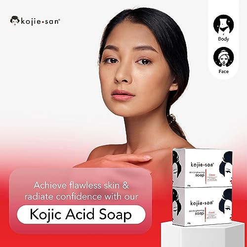 Kojie San Skin Brightening Soap - Original Kojic Acid Soap that Reduces Dark Spots, Hyperpigmentation, & Scars with Coconut & Tea Tree Oil - 65g x 2 Bars