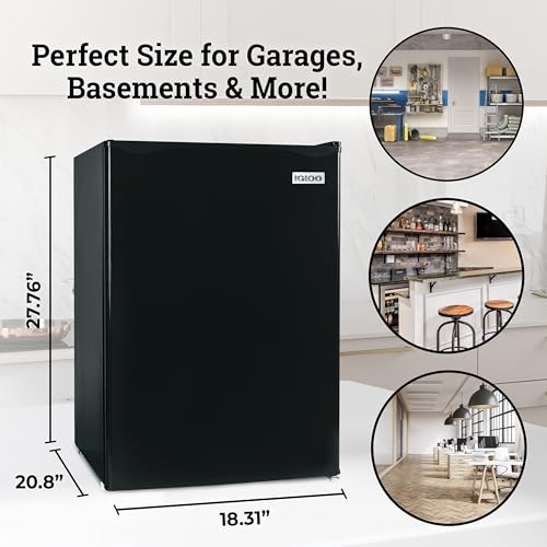 Igloo 2.6 Cu.Ft. Compact Refrigerator with Freezer, 2 Shelfs, Perfect for Homes, Offices, Dorms, Black