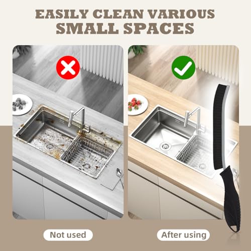 SXhyf Hard Bristle Crevice Cleaning Brush - Multifunctional Gap Cleaning Brush, Bathroom Cleaning Brush, Grout Brush, Crevice Cleaning Tools for Household Use, Kitchen, Window, Vehicle(Black Handles)